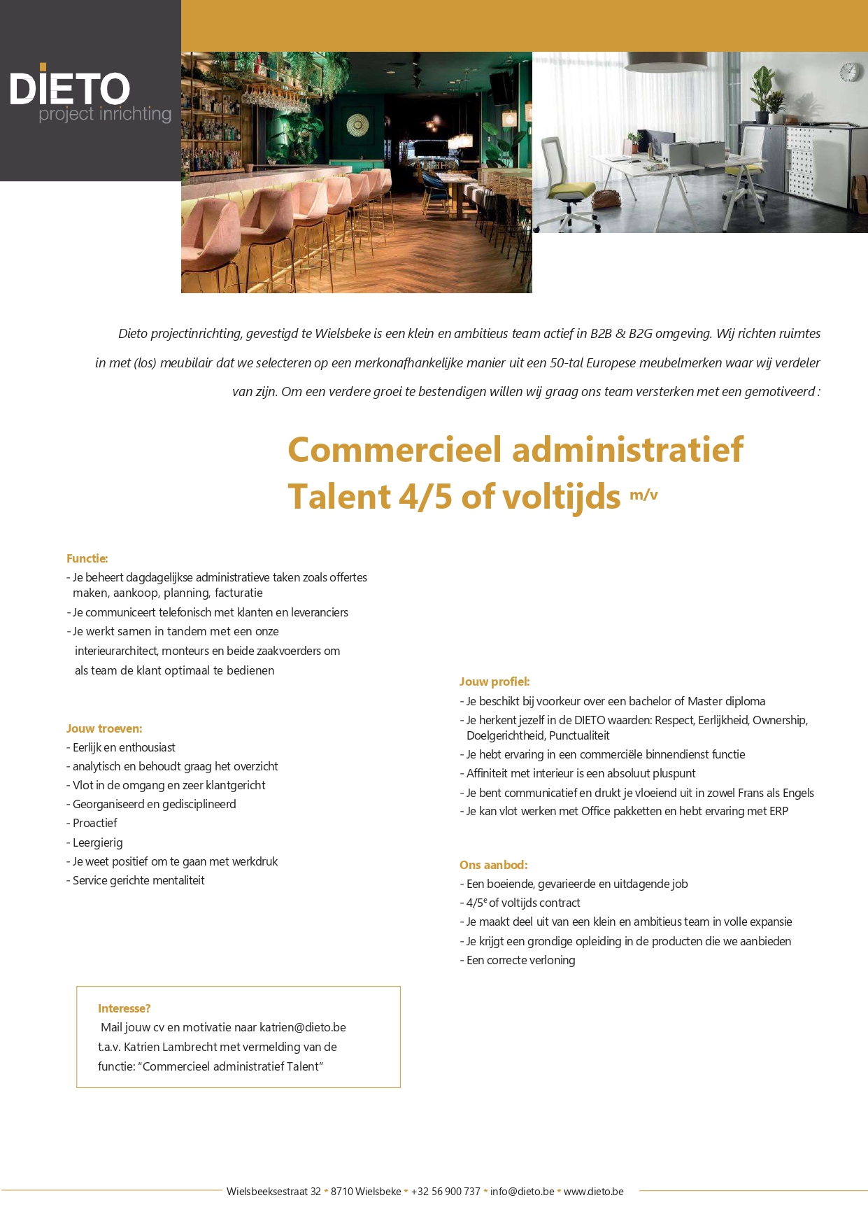 Vacature commercieel administratief talent