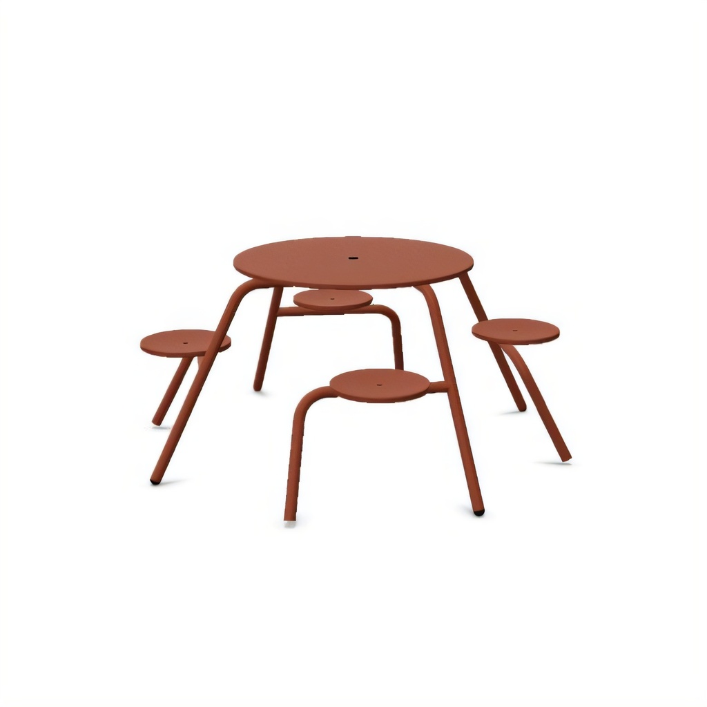 Extremis Virus — picknicktafel 4-zit Ø170 cm met parasolgat