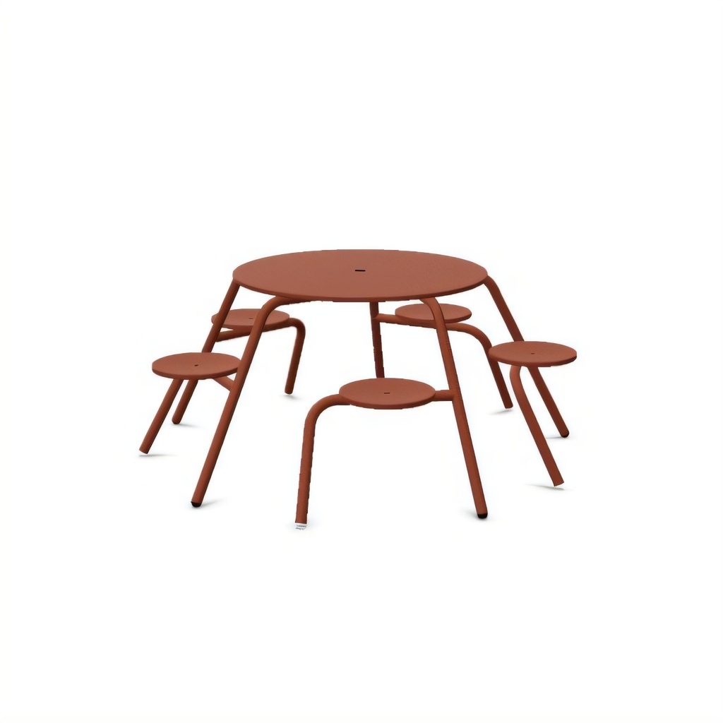 Extremis Virus — picknicktafel 5-zit Ø180 cm met parasolgat