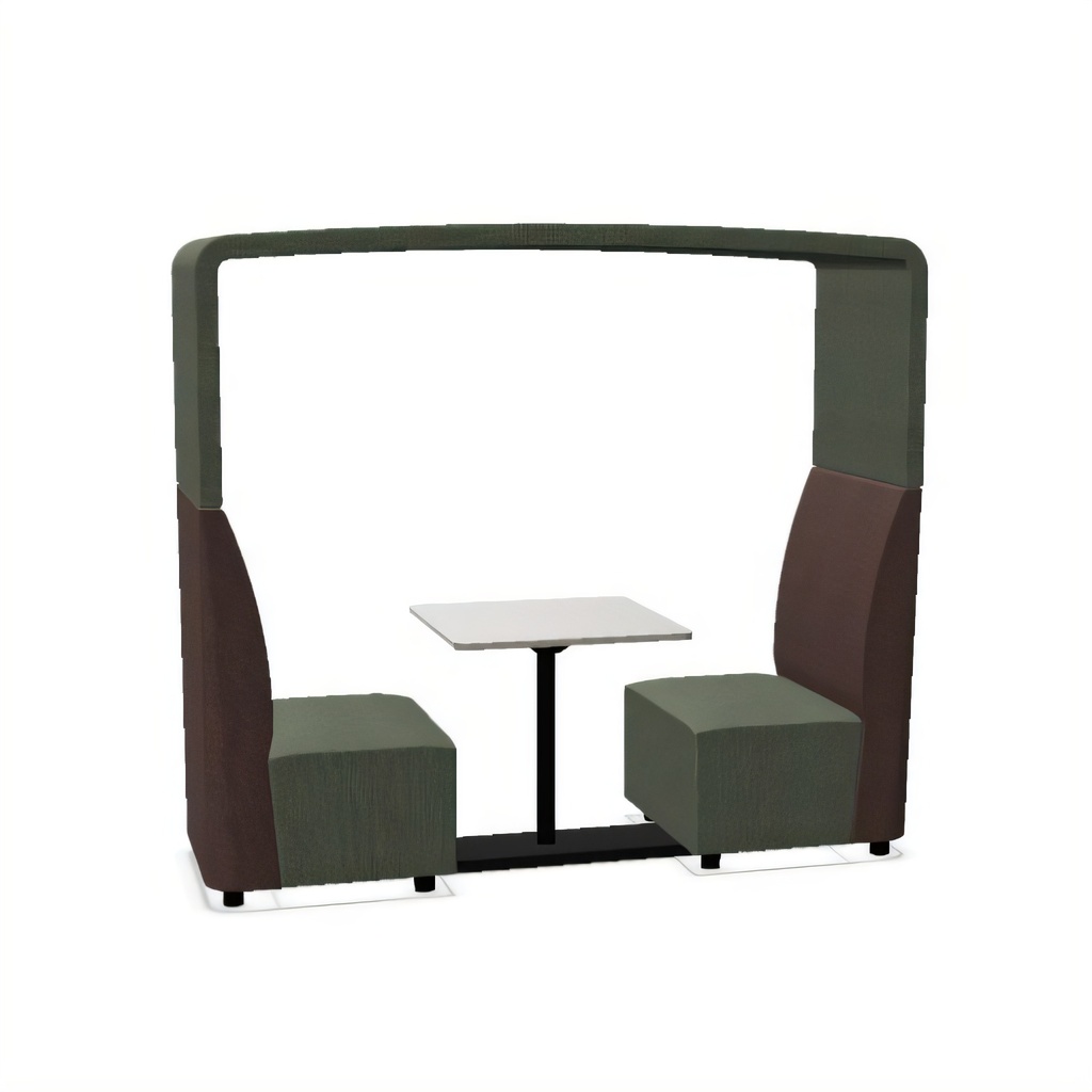 FourLikes Meet — akoestische zitnis met dak en tafel, 70 cm diep